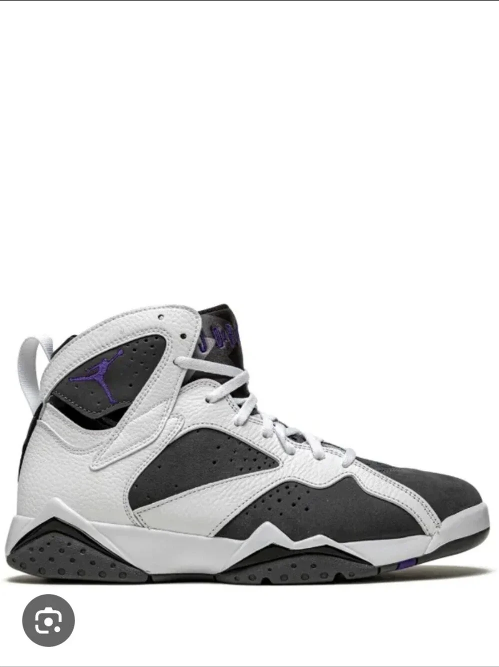 Jordan 7 Retro Flint2021 High-Top Basketball Sneakers  White, Gray & Purple Sz 5